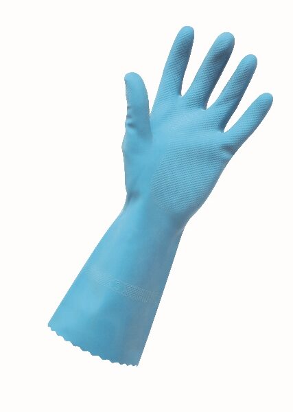 Edco Merrishine Flock Lined Rubber Gloves Blue - Small
