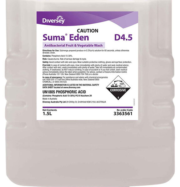 Diversey Suma Eden D4.5 1.5L - Antibacterial Vegetable Washer Concentrate