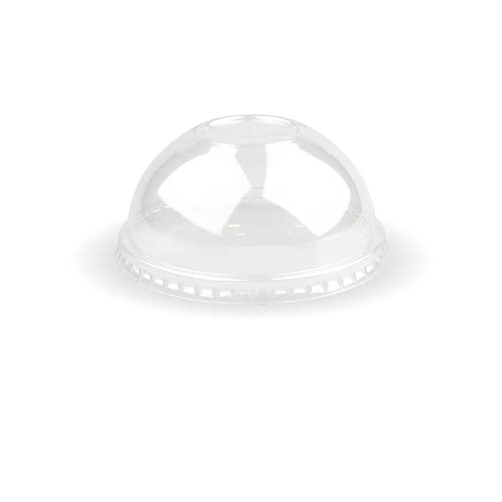 BioPak 390ml-650ml / 12oz - 22oz 90mm PET Paper Cold Cup Clear Dome Slot Lid