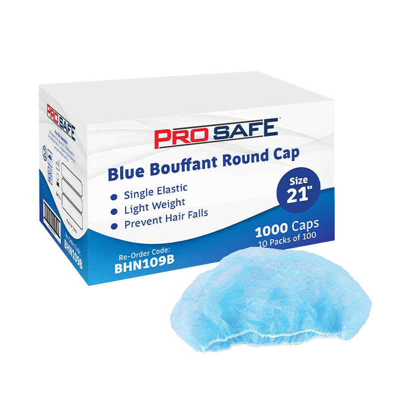 Pro-Safe 21" Bouffant Round Hair Net Cap Blue