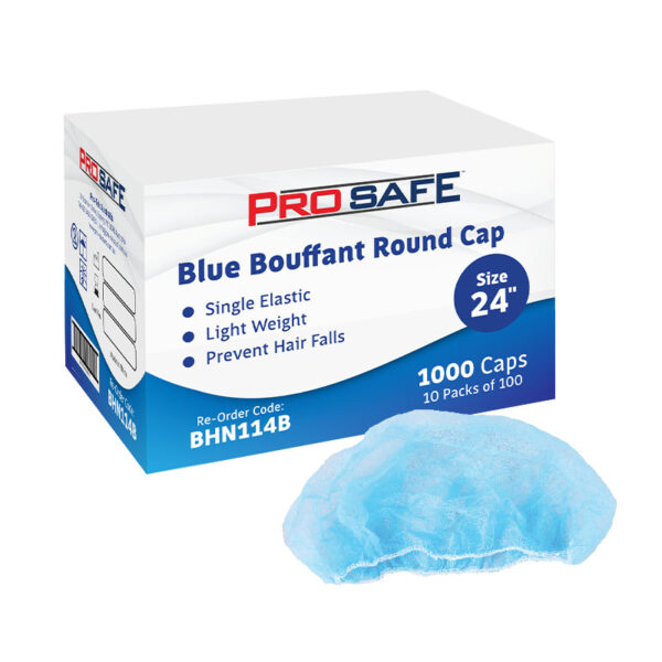 Pro-Safe 24" Bouffant Round Hair Net Cap Blue