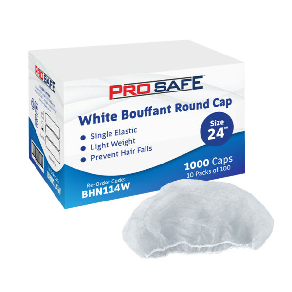 Pro-Safe 24" Bouffant Round Hair Net Cap White