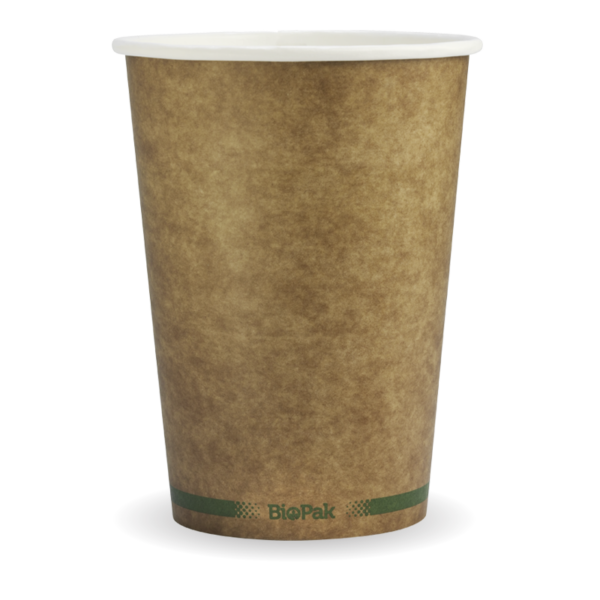BioPak 950ml / 32oz Paper BioBowl - Printed Kraft-Look Green Stripe