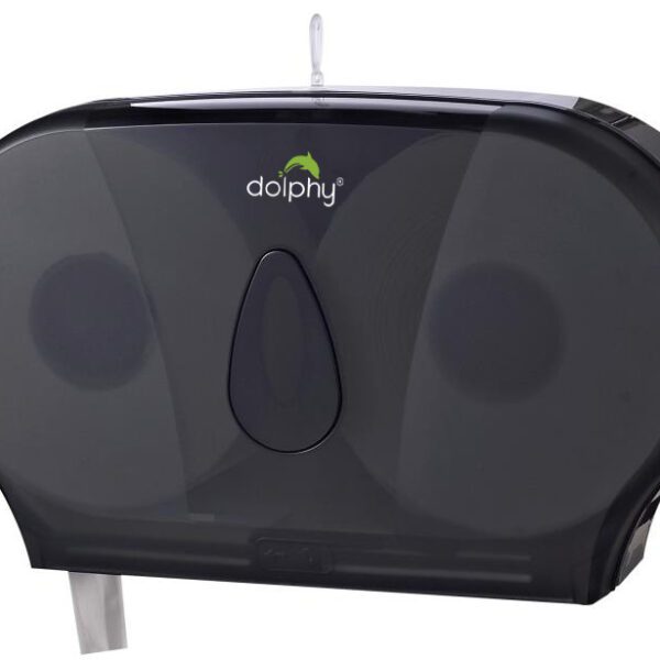 Dolphy Twin Jumbo Toilet Roll Dispenser - Black