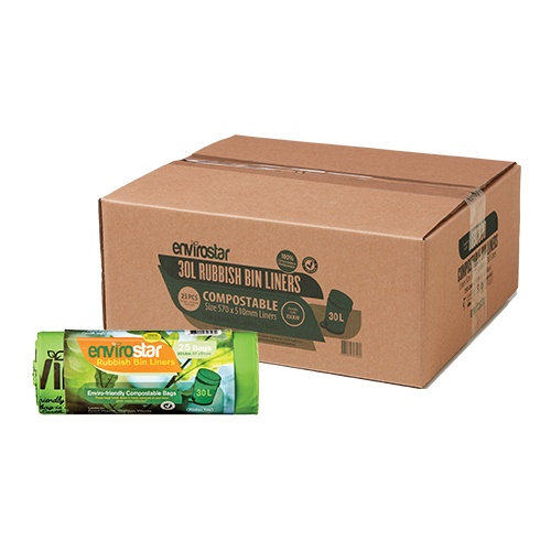 Envirostar 30L Compostable Bin Liner Rolls Green