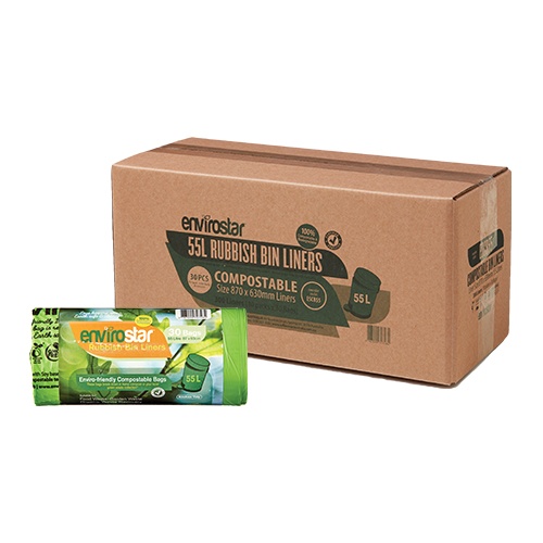 Envirostar 55L Compostable Bin Liner Rolls Green