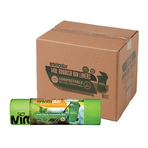 Envirostar 140L Compostable Bin Liner Rolls Green