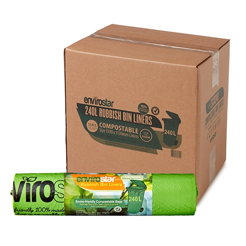 Envirostar 240L Compostable Bin Liner Rolls Green