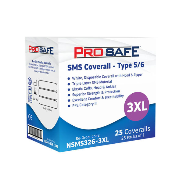 Pro-Safe 3X-Large SMS Coverall Type 5/6 White